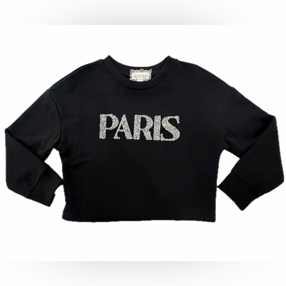 Kids black bedazzled PARIS matching pants set - Picture 3 of 5